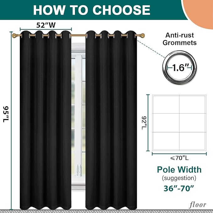 Diraysid 100% Blackout Curtains Black Linen Curtains - Image 6