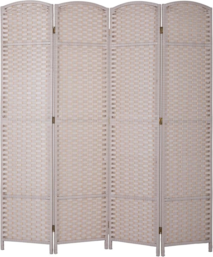 Room Divider 4 Panel 5.6 FT Tall Privacy Screen Waterproof Wood Frame Partition by PayLessHere