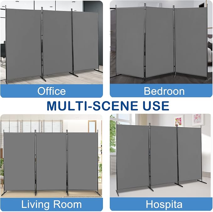 6ft Folding Room Divider Privacy Screens, 3 Panel Freestanding Wall Divider - Image 9
