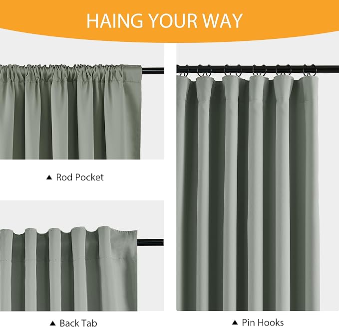 RYB HOME 100% Blackout Curtains 108 inches, Extra Long Ceiling Curtains | - Image 6