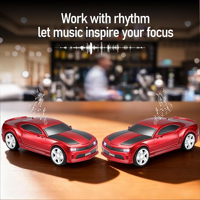 WSTER WS-592 Supercar Design Bluetooth Replica Speaker – Portable Car Model Wireless Speaker with TWS Stereo, FM Radio, LED Party Lights, USB/TF Playback, Hands-Free Calling, Microphone(Red)