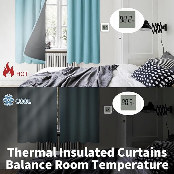 BGment Aqua 100% Blackout Curtains - Image 4