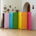 Compact 6 Panel Short Room Divider, 47.2 Inch Tall Double-Sided Rattan Folding by PawlaBay