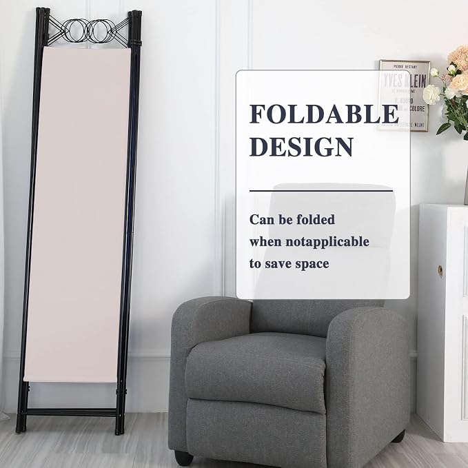 Room Divider 4 Panels 6FT Room Divider Tan Wall Divider - Image 6