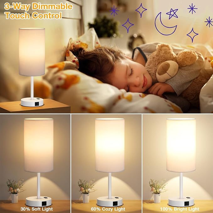 Dicoool 17.4" Bedside Lamp for Bedroom - Image 3