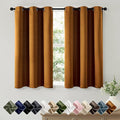 Short Gold Brown Blackout Kitchen Curtain W40 x L45 Inch 2 Panels | Thermal by Woaboy