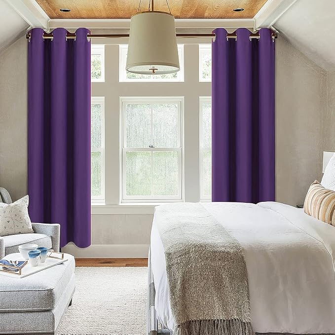 Diraysid Purple Grommet Blackout Curtains - Image 6
