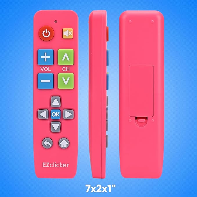 Samsung Replacement TV Remote Compatible with Samsung TV's ONLY (Pink) Big Button TV Remote Control, Simplified and Easy to Use (2xAAA Batteries not Included)