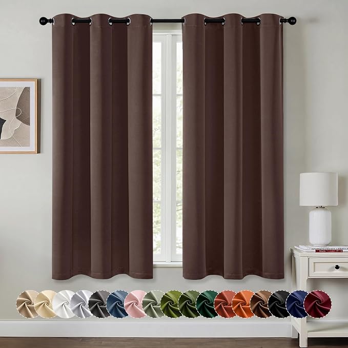 MIULEE Blackout Curtains for Bedroom 2 Panels 40 x 54 Inch Long Dark Brown | by MIULEE