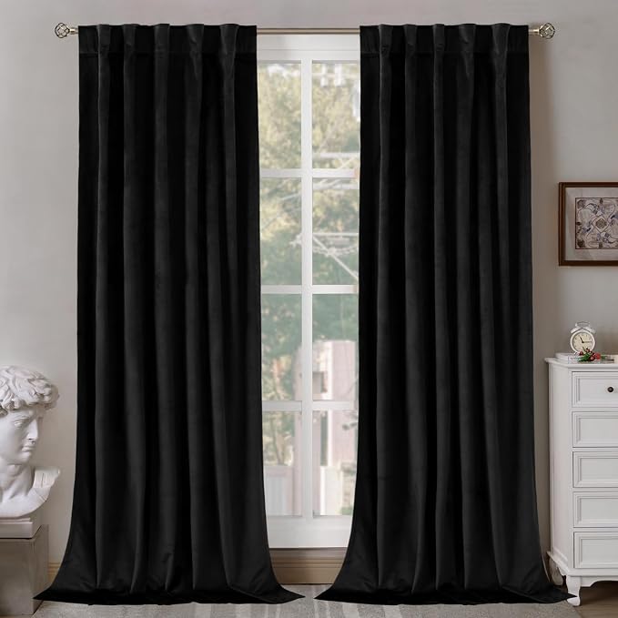 BGment Black Velvet Blackout Curtains by BGment