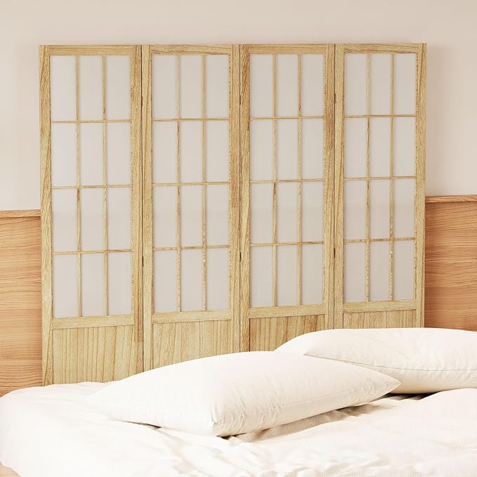 Room Divider, 66.9Inch Tall Japanese Shoji Style Folding Wood Screen - Image 6