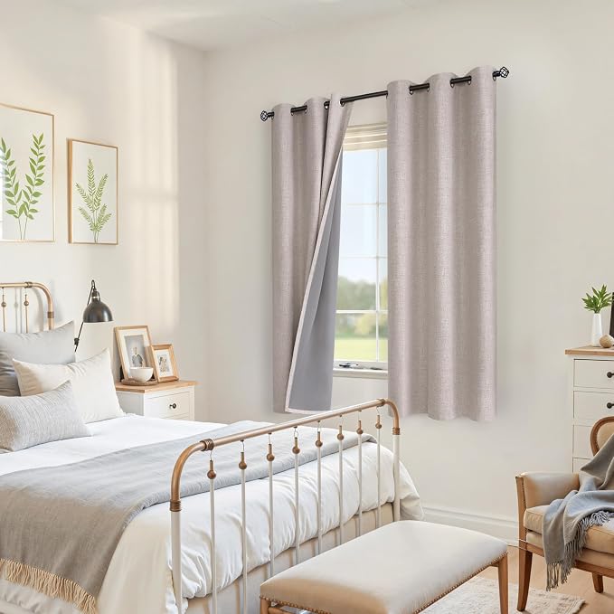 YoungsTex Beige Linen Blackout Curtains - Image 2