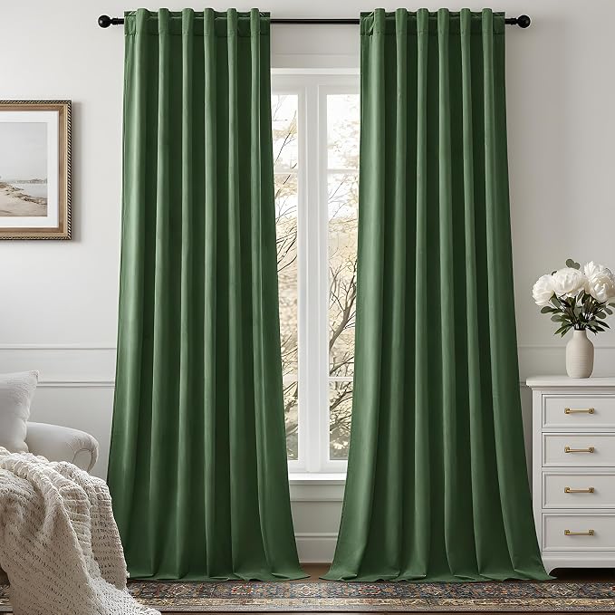 Olive Green Velvet Curtains 90 Inch - Image 9