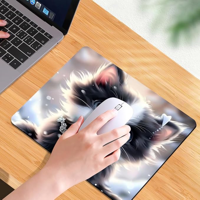 Cute Cat Square Mouse pad, Texture, Waterproof, Anti Slip Rubber Base, Computer Mouse pad, Laptop Mouse pad