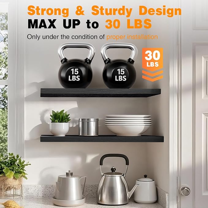 BAYKA Black Floating Shelves 47.2in, Wall Mounted - Image 5