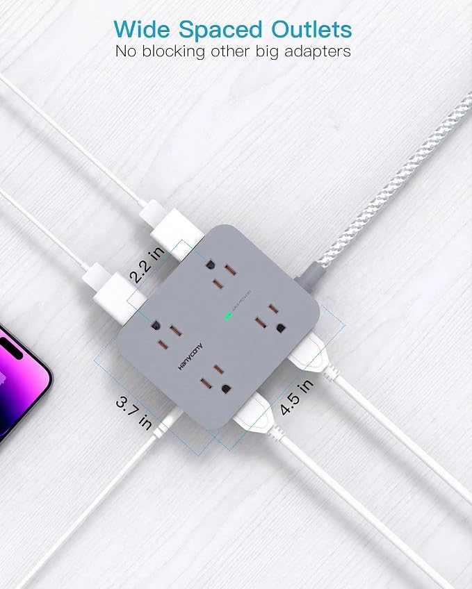 HANYCONY 6Ft Surge Protector Power Strip USB C, 8 Outlet Extender | Extension - Image 5