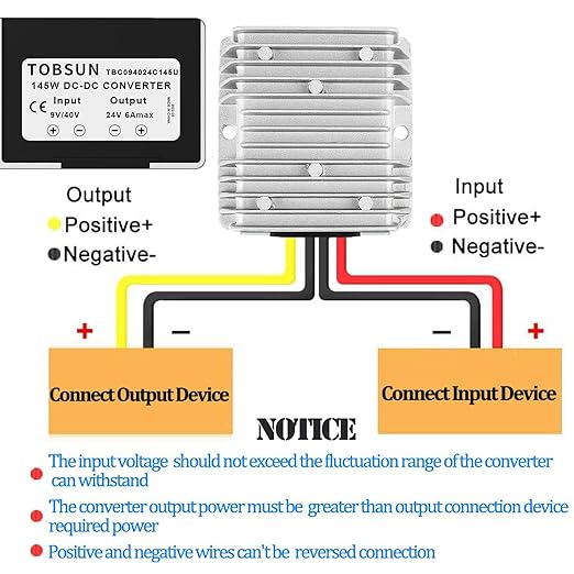 24V 145W DC-DC Converter Voltage Regulator, Step Down/Up 9V-40V to 24V 6A, Waterproof Module Power Supply for Golf Cart Accessories, Club Car