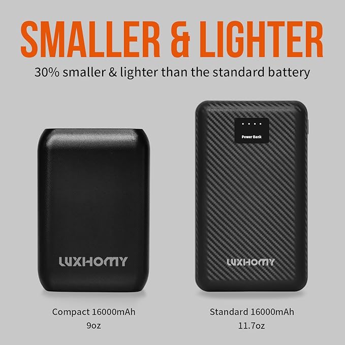 Heated Vest Battery Pack, 16000mAh 7.4V Compact Power Bank Repaclement for Heated Jacket Heated Hoodie Heated Pants Heated Chair Heated Outdoor Gear