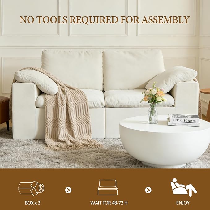 78" Loveseat Sofa, Deep Seats, Cloud Sectional Couches - Image 5