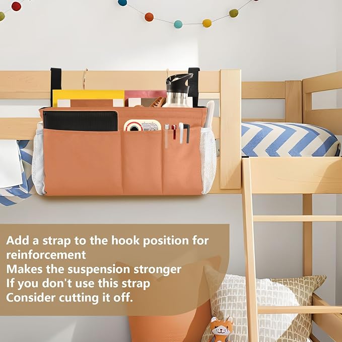 DOMIKING Orange Bedside Caddy for Dorm Bed Recliner Armrest Organizer - Image 6