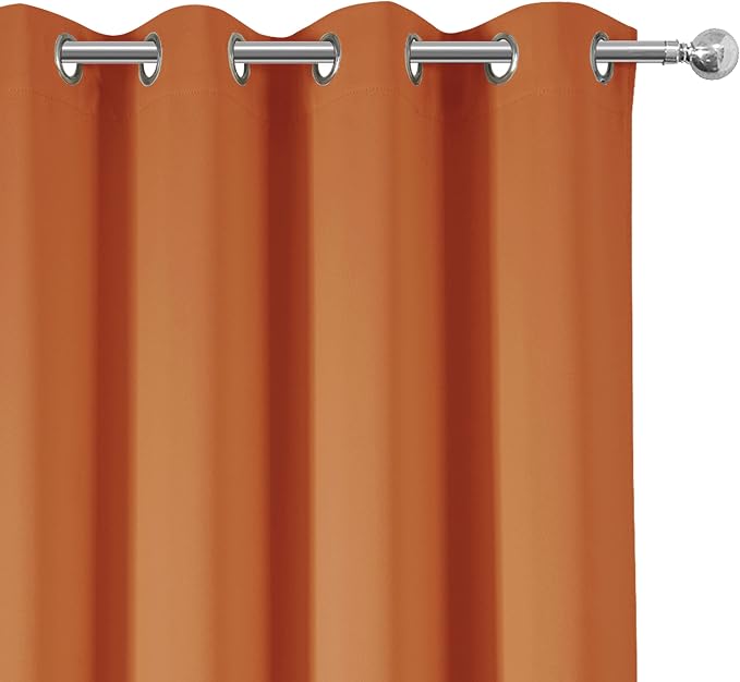 100% Blackout Curtains 52 x 63 Inch/Orange Curtains 2 Panels - Image 8