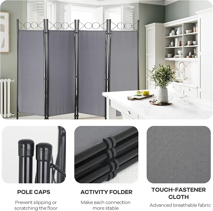 Room Divider 4 Panels Room Divider Privacy Screens - Image 4
