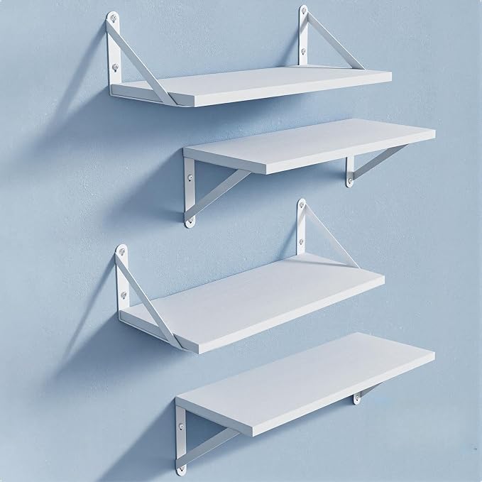 Wall Shelves 7.3" Deep Solid Paulownia Wood | 15mm Thick, Wider & Longer & by COCOYA