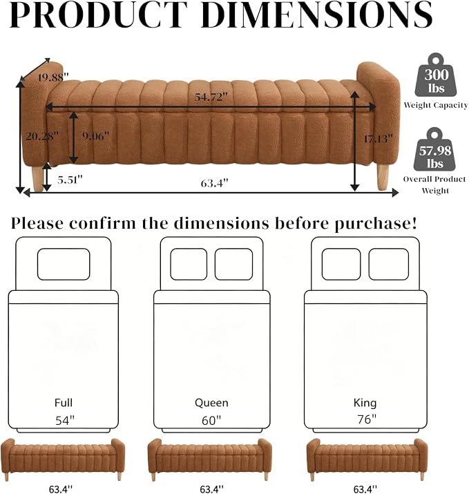 Aoiy & Wifon 63.4" W Large Storage Ottoman Bench, King Size End of Bed Storage - Image 2