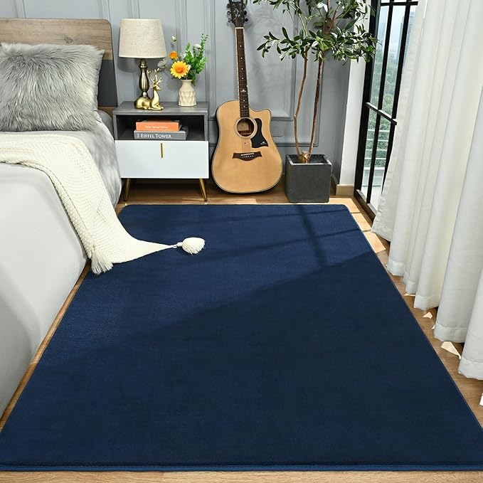 Navy Blue Area Rugs for Bedroom Living Room, 6x9 Memory Foam Rug | Thickened - Image 4