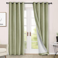 Macochico 100% Blackout Curtains Insulted Window Panels for Bedroom Living Room Dining Room Luxury Chenille Curtains Classic Home Decor Green Tint Curtains with Tieback 52" Wx72 L Grommet 1 Panel