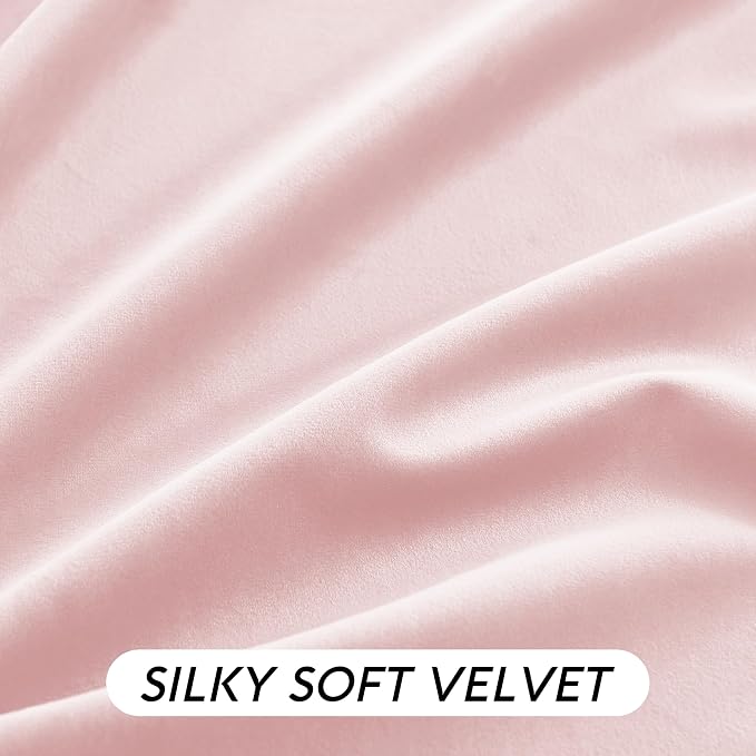 RYB HOME Baby Pink Velvet Curtains - Image 3