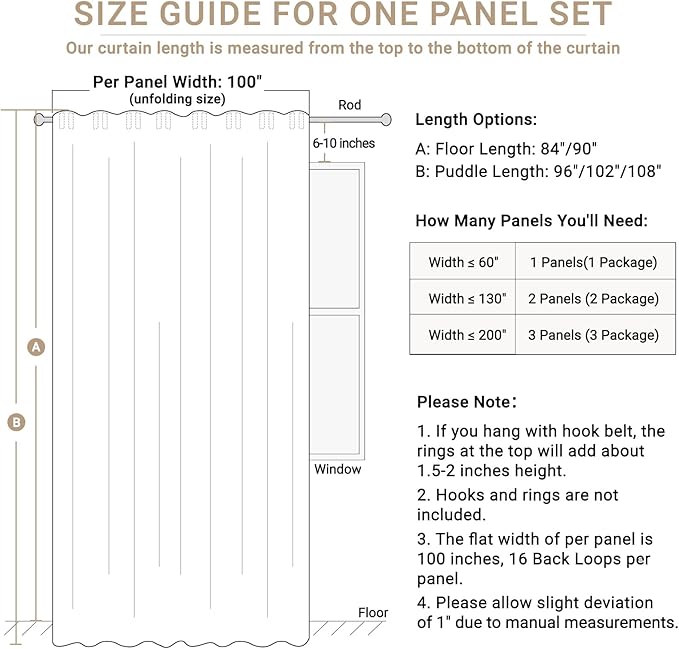 Linen Textured Total Blackout Sliding Door Curtains 108 Inches Long, Thermal - Image 7