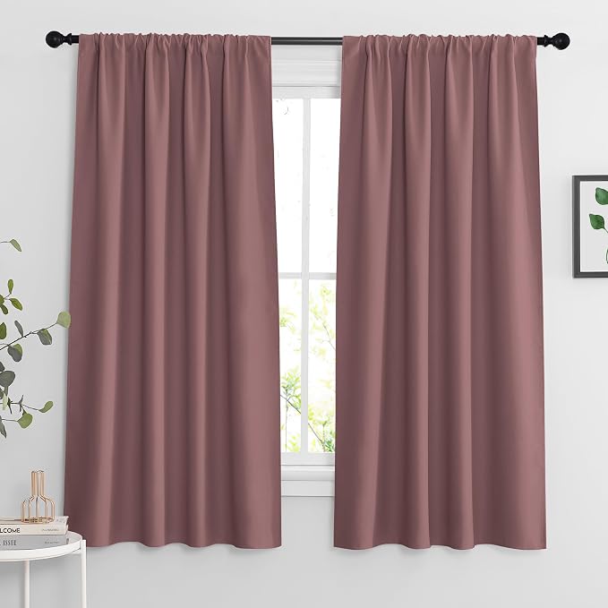RYB HOME Blackout Curtains for Bedroom Living Room Nursery 63 inches Long | by RYBHOME