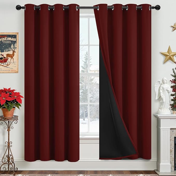 Yakamok Burgundy Red Blackout Curtains 72 Inch Length by Yakamok