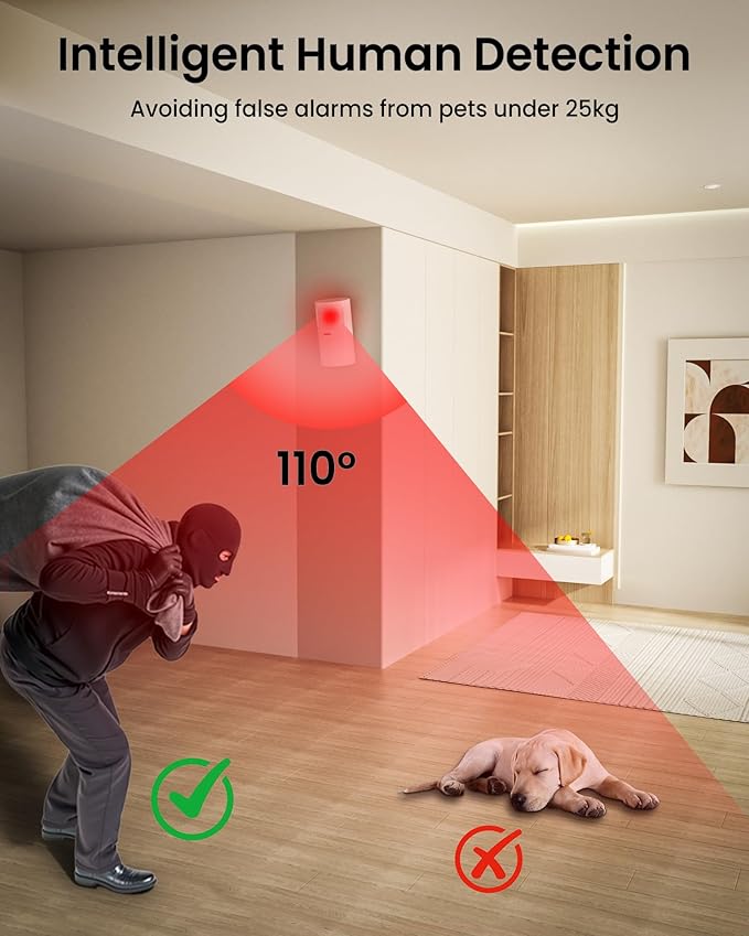 NGTeco 11-Piece Home Security Alarm Kit, Wi-Fi Home Security System with Keypad, Motion Sensor, 5 Entry Sensors, Window and Door Protection - No Contract, Compatible with Alexa & Google