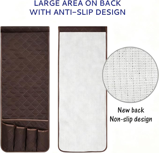 Armchair Caddy for Recliner, Non Slip Sofa Arm Organizer, Dark Brown | 5-Pocket - Image 5
