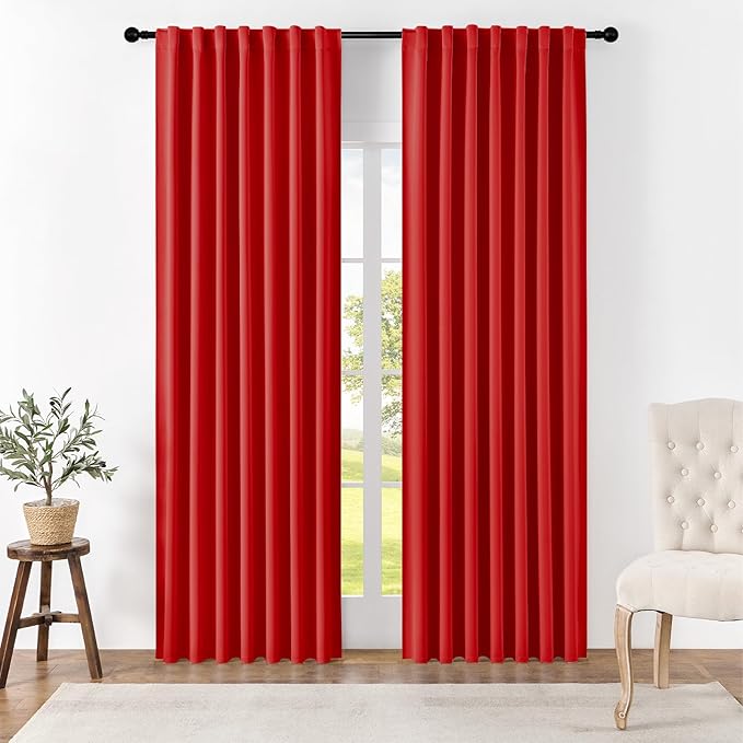 Joydeco Blackout Curtains 108 Inches Long, Thermal Insulated Black Out Curtains by JOYDECO