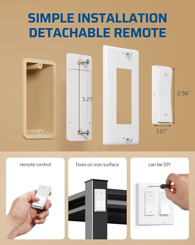 DEWENWILS Wireless Light Switch and Receiver Kit, 15A, No Wiring, No Interference, 100FT Control Range, Remote Light Switches Wireless for Lamp, Ceiling Light, Fan, 2 Transmitter+1 Receiver