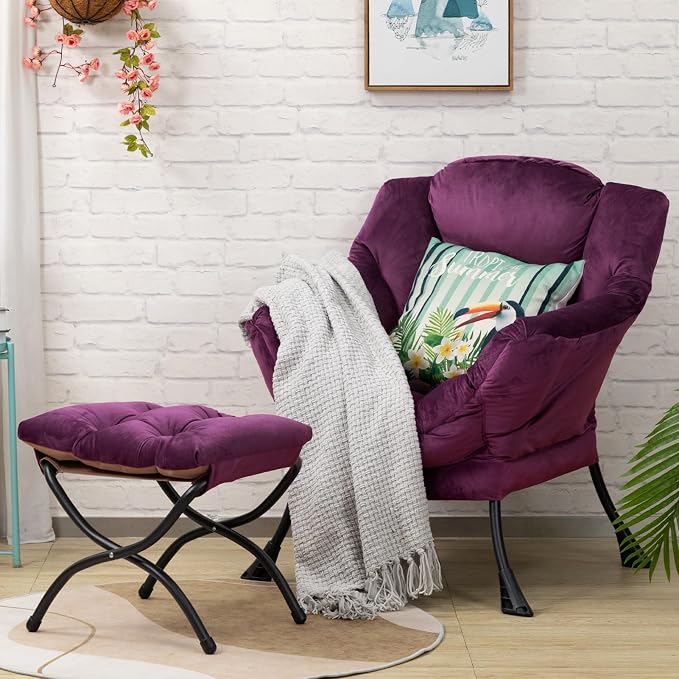 HollyHOME Lazy Chair with Foldable Ottoman, Accent Comfy Lounge Armchair and - Image 9