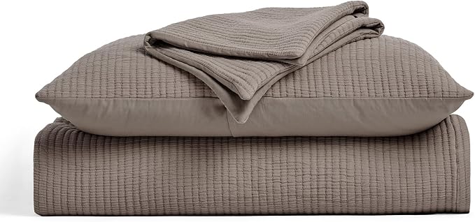EVERGRACEHOME Cotton Gauze Matelassé Coverlet, Queen Size, Mocha Brown | Ultra - Image 9