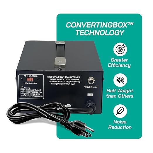 LiteFuze 3000 Watt Japan Voltage Converter Transformer Step Up/Down - 100v to 120v / 120v to 100v Japanese Power Converter - Fully Grounded Cord CE Certified