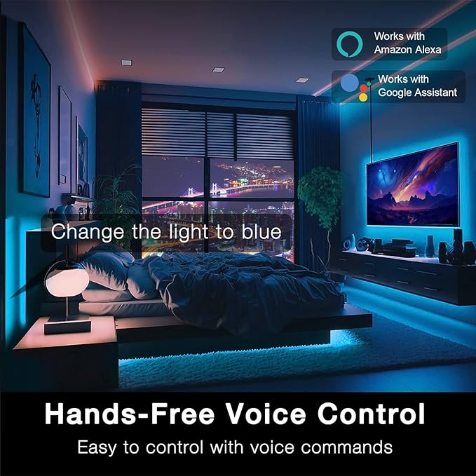 DAYBETTER 65.6ft WiFi Smart Led Lights Strip with Tuya App Control for Bedroom Decoration Work with Alexa and Google Assistant(2 Rolls of 32.8ft)