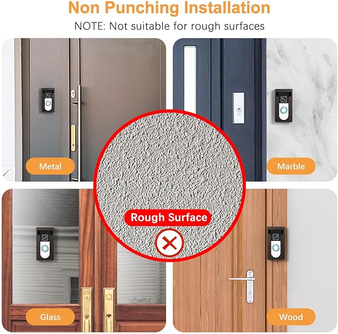 No Drill Adhesive Video Doorbell Mount Compatible for Ring/Blink Video Doorbell, Not Block Doorbell Sensor, QIBOX Anti-Theft Camera Mount Bracket Cover Holder