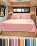 RV Short Queen Sheet Set 60 X 75 - 4 Piece RV Short Queen Bed Sheets - Soft, Breathable & Cooling - Designed for Bunks, Trailers & Campers - Fits 8” to 12" Mattress - Hotel Luxury Bedding - Baby Pink