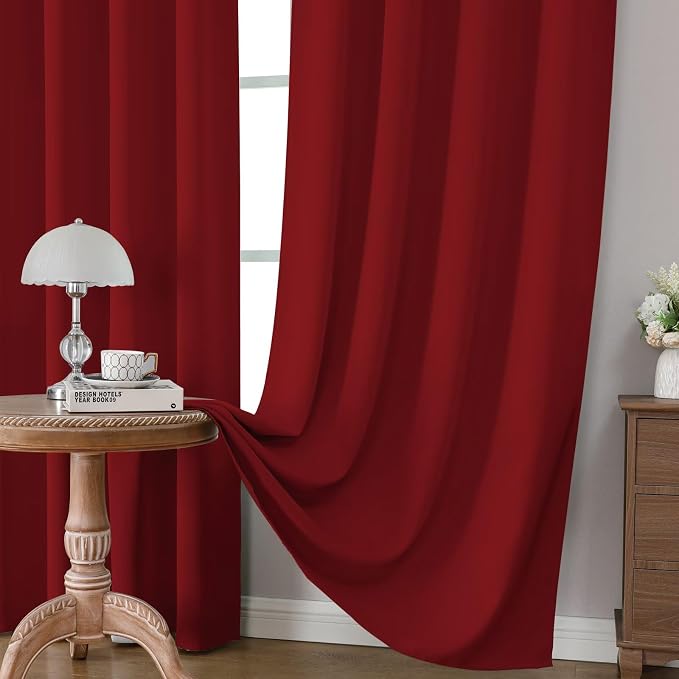 CUCRAF Red Blackout Curtains 96 inch Length 2 Panels Set, Rod Pocket Room - Image 5