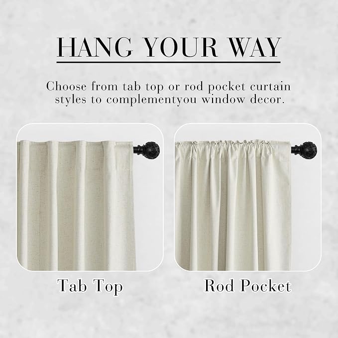 RYB HOME Natural Linen 100% Blackout Curtains - Image 7
