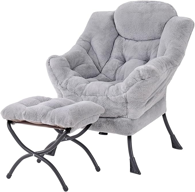 Welnow Lazy Chair with Ottoman, Modern Accent Chair with Armrests and a Side by LifeGetsBetterWithWelnow