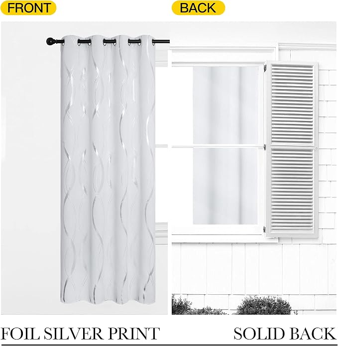 NICETOWN Greyish White Room Darkening Curtain Panels - Image 6