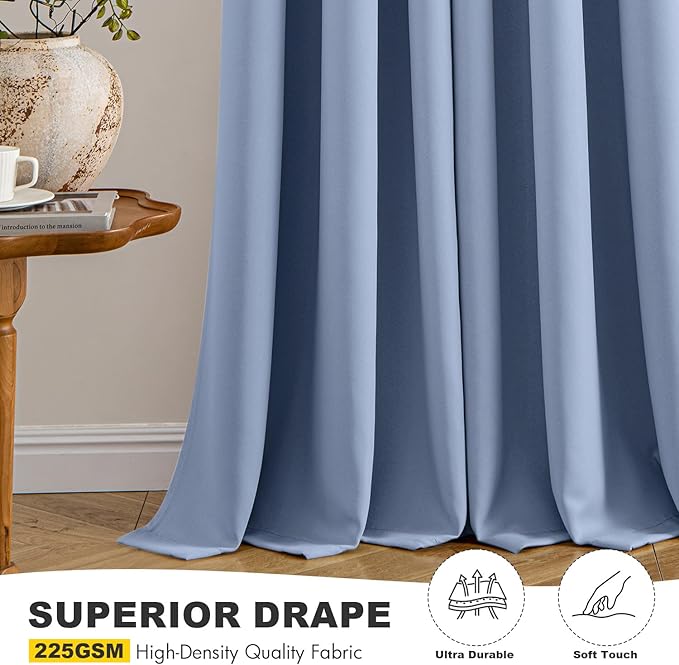 MIULEE Blackout Curtains for Bedroom 2 Panels 40 x 63 Inch Long Denim Blue | - Image 5