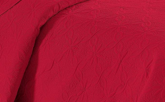 Fancy Linen 3pc Embossed Coverlet Bedspread Set Oversized Bed Cover Solid - Image 2